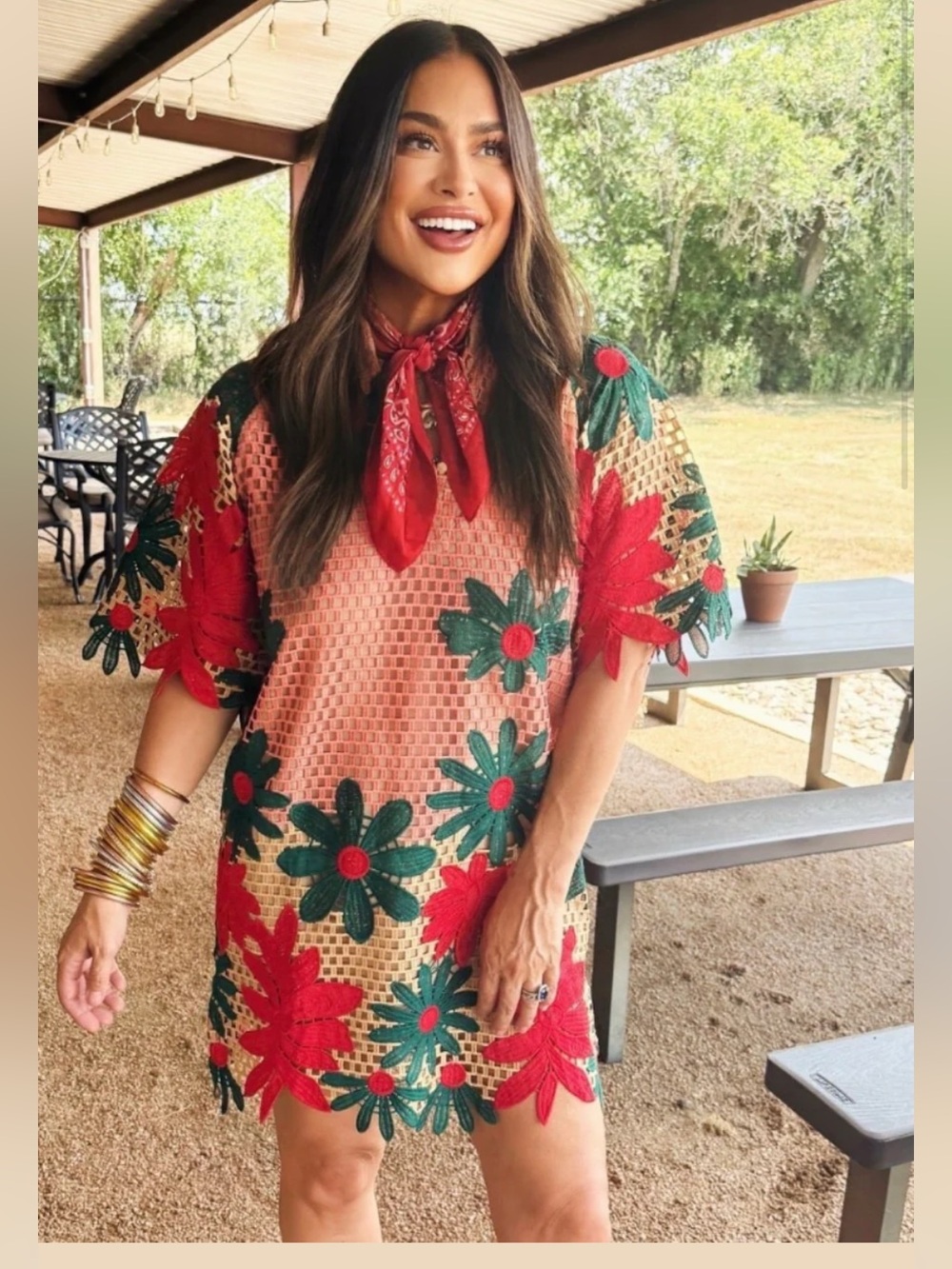 NWT Buddy Love Lulu Pink/Peach & Green Floral Short Sleeve Mini Dress, XL